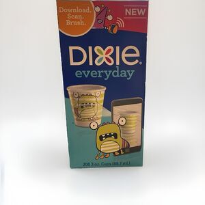 (Box of 200) Dixie Disposable Paper Cups 3 oz "Chomper Monsters" NEW & SEALED